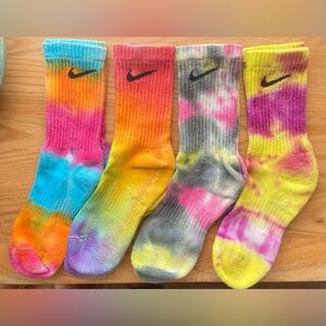 Set of 4 Tie-Dyed Nike Socks
